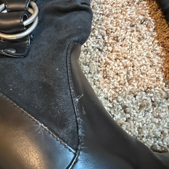 Route 66 Women's Size 6 Biker Buckle Block Heel Boot Faux Leather Suede - Picture 2 of 9